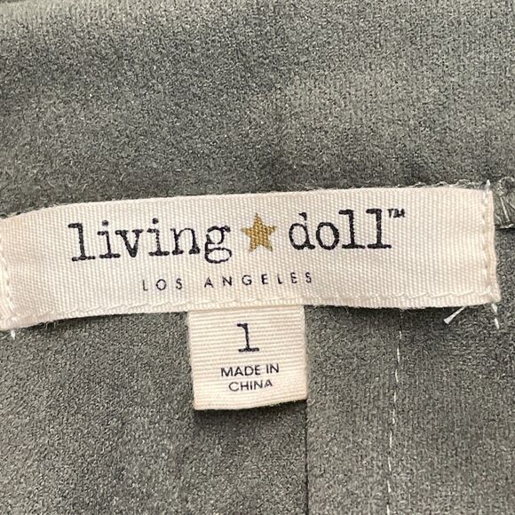 Living Doll Skirt Womens Large Olive Green Mini Faux Wrap Tie Belt Back Zipper - Picture 2 of 9